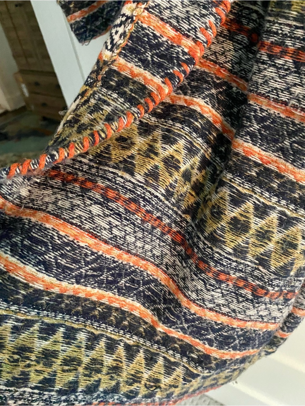 Anthropologie Angel of the North Faux Fur Collar Multi-Color Wrap Cardigan - Picture 3 of 4